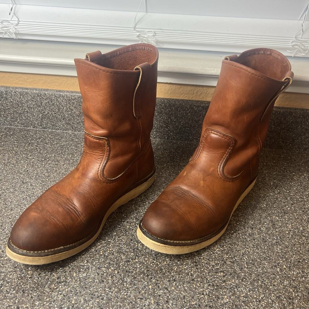 Red Wing Shoes 866 Tan Leather Pecos Work Western Boots Mens Size 9.5 D USA Made